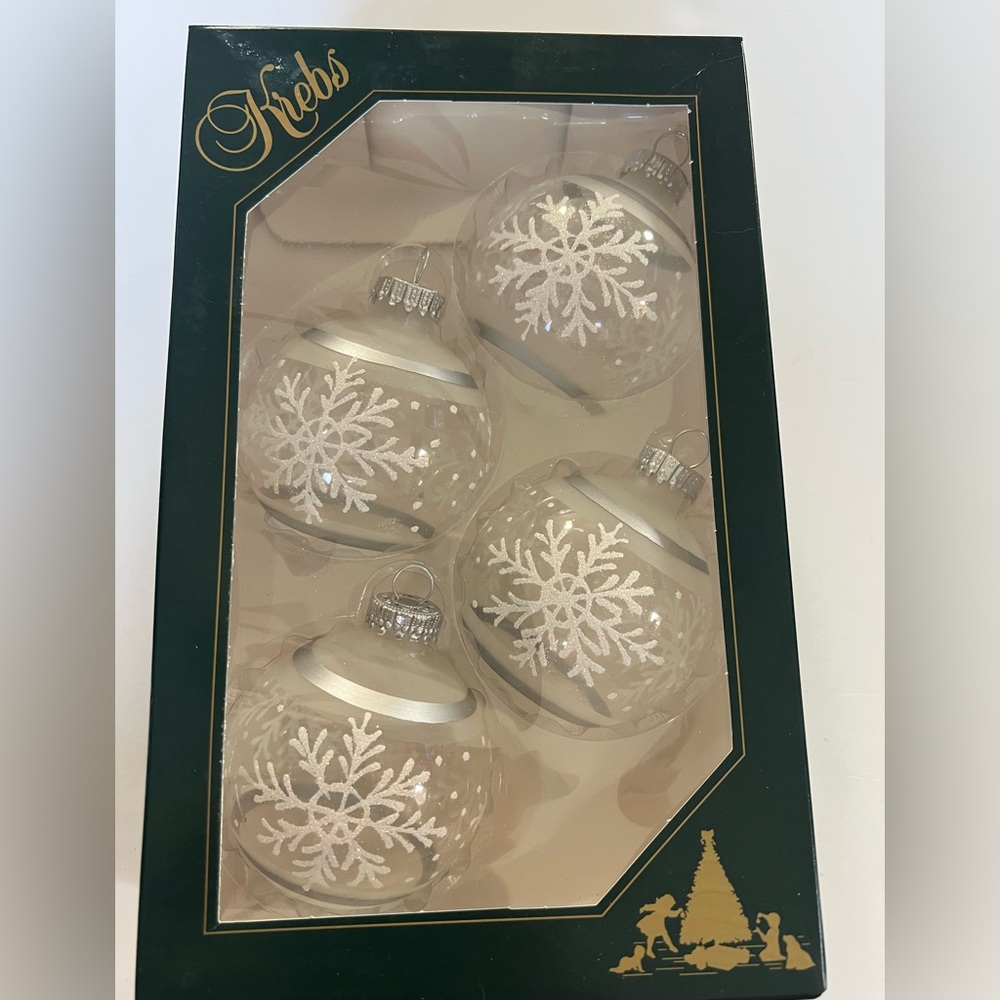 Krebs Clear Snowflake Globe Ornaments